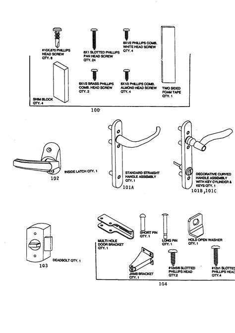 larson storm door parts list